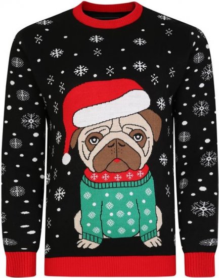 Kam Jeans X024 Bulldog Santa Xmas Sweatshirt Black - Megztiniai ir džemperiai - Megztiniai ir Džemperiai - 2XL-14XL