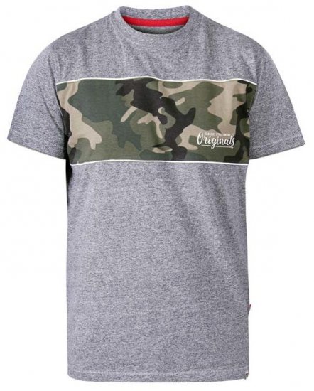 D555 Major Camo Print Crew Neck T-Shirt Grey - Marškinėliai - Marškinėliai - 2XL-14XL