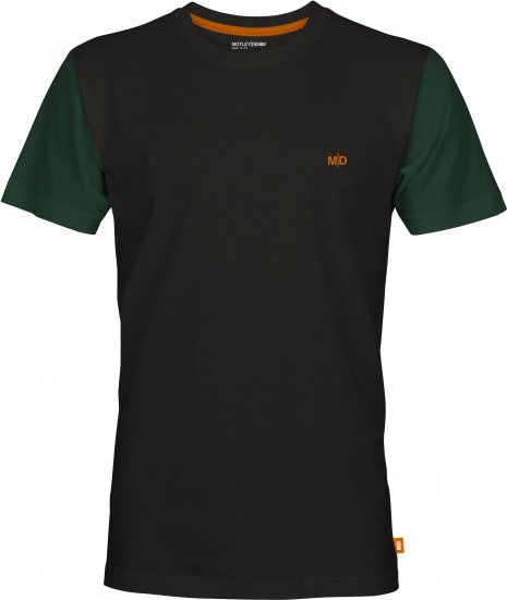 Motley Denim Vigo Colored Short Sleeve T-Shirt Black/Racing Green - Marškinėliai - Marškinėliai - 2XL-14XL