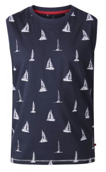 D555 Morton Yacht Print Sleeveless T-Shirt Navy - Marškinėliai - Marškinėliai - 2XL-14XL