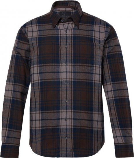 JP1880 Shirt Flannel Long Sleeve Brown TALL - VYRIŠKI DRABUŽIAI MT-6XLT - Drabužiai aukštiems vyrams