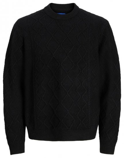 Jack & Jones Cambridge Cable Knit Sweater Black - Megztiniai ir džemperiai - Megztiniai ir Džemperiai - 2XL-14XL