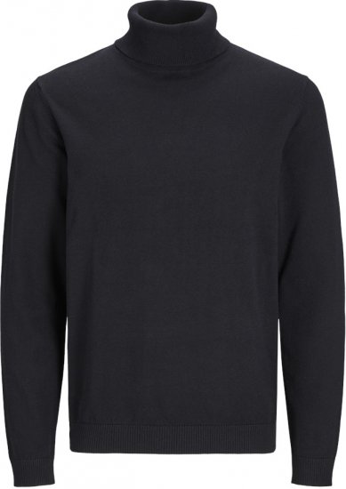 Jack & Jones Basic Knitted Sweater with Rolled Neck Black - Didelių dydžių drabužiai - Didelių dydžių rūbai vyrams