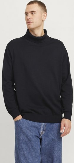 Jack & Jones Basic Knitted Sweater with Rolled Neck Black - Didelių dydžių drabužiai - Didelių dydžių rūbai vyrams