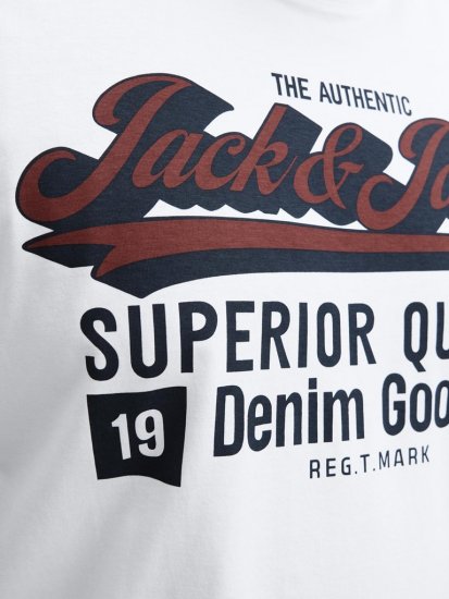 Jack & Jones Logo 2COL T-Shirt White - Marškinėliai - Marškinėliai - 2XL-14XL