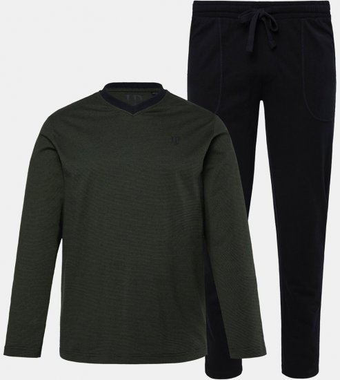 JP1880 Pyjamas Two-piece Striped Dark Green - Apatinis trikotažas ir plaukimo apranga - Apatinis trikotažas - 2XL-8XL