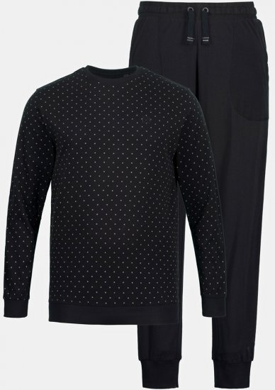 JP1880 Two-piece Pyjamas Long Sleeve and Long Trousers Black - Apatinis trikotažas ir plaukimo apranga - Apatinis trikotažas - 2XL-8XL