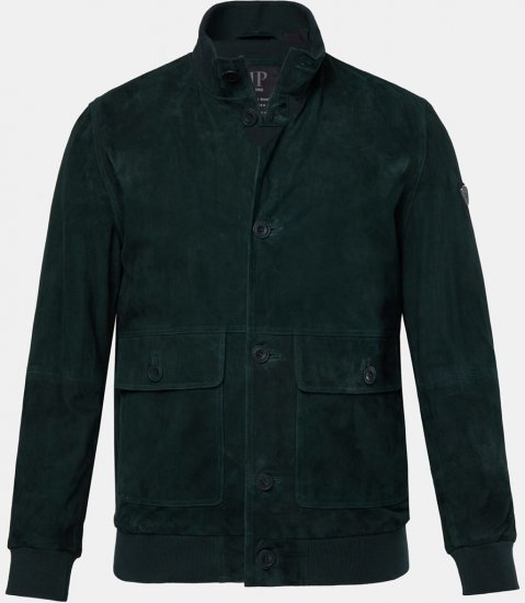JP1880 Leather Jacket Suede with Stand-up Collar Dark Green - Didelės vyriškos striukės - Didelės vyriškos striukės