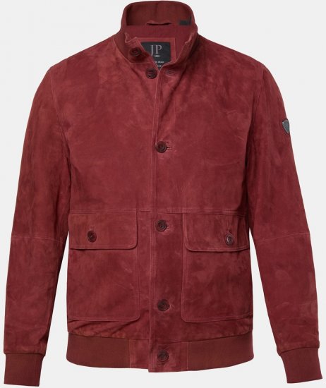 JP1880 Leather Jacket Suede with Stand-up Collar Red - Didelės vyriškos striukės - Didelės vyriškos striukės