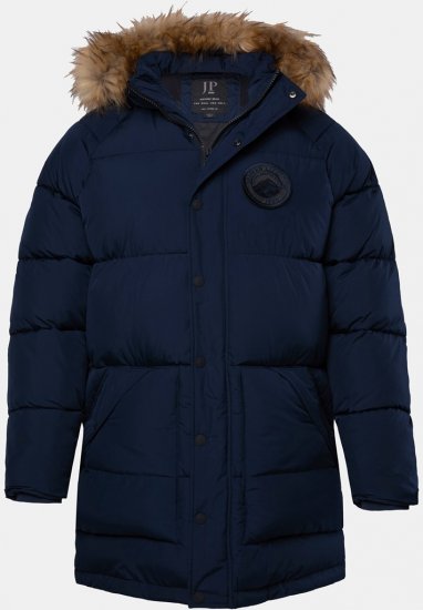 JP1880 Quilted Parka Lightweight and Warm with Faux Fur Hood Navy - Didelės vyriškos striukės - Didelės vyriškos striukės