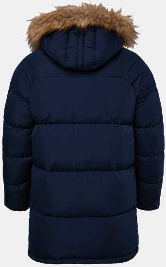 JP1880 Quilted Parka Lightweight and Warm with Faux Fur Hood Navy - Didelės vyriškos striukės - Didelės vyriškos striukės
