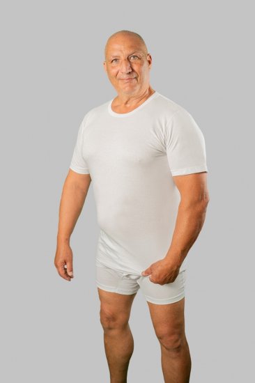 20 Nodi Short Sleeve Crew Neck in Combed Cotton Jersey White - Apatinis trikotažas ir plaukimo apranga - Apatinis trikotažas - 2XL-8XL