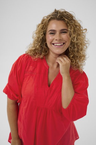 Kaffe Curve Karlia 3/4 Sleeve Blouse Red - Palaidinės - 
