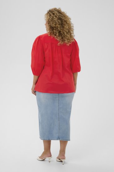 Kaffe Curve Karlia 3/4 Sleeve Blouse Red - Palaidinės - 