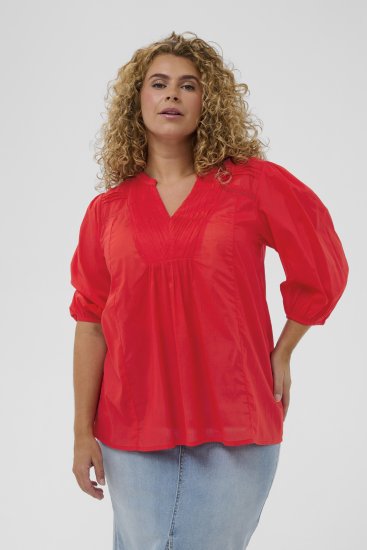 Kaffe Curve Karlia 3/4 Sleeve Blouse Red - Palaidinės - 