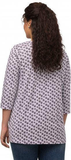 Ulla Popken Polka Dot 3/4 Sleeve Square Neck A-Line Tee Light Blue-Grey - Spausdinti marškinėliai moterims - 