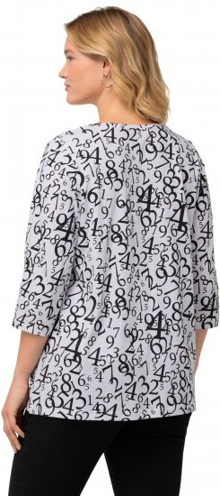 Ulla Popken Number Print 3/4 Sleeve Tee Snow White - Spausdinti marškinėliai moterims - 