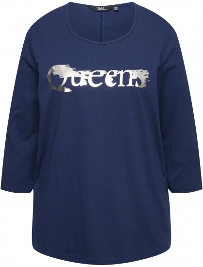 Ulla Popken Queens 3/4 Sleeve Graphic Tee Ink Blue - Spausdinti marškinėliai moterims - 