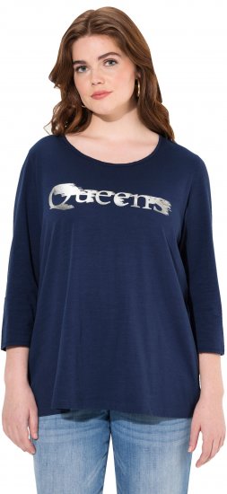 Ulla Popken Queens 3/4 Sleeve Graphic Tee Ink Blue - Spausdinti marškinėliai moterims - 