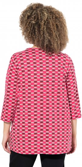Ulla Popken Minimalist Ho Ho Ho Print 3/4 Sleeve Tee Salsa Red - Spausdinti marškinėliai moterims - 