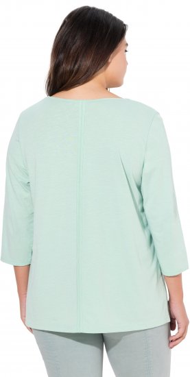 Ulla Popken Metallic Lettering 3/4 Sleeve Tee Mint Green - Spausdinti marškinėliai moterims - 
