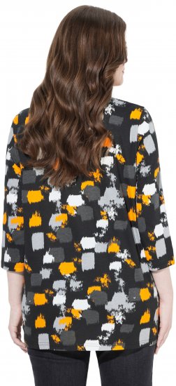 Ulla Popken Graphic Print 3/4 Sleeve Tee Black - Spausdinti marškinėliai moterims - 