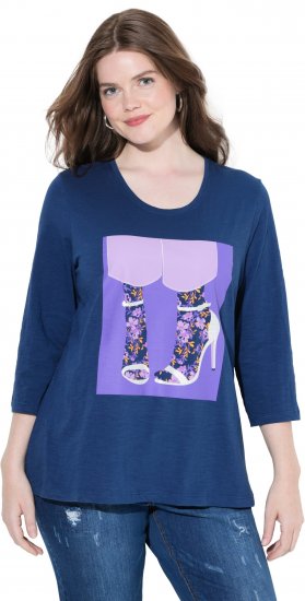 Ulla Popken Fashion Graphic T-Shirt Dark Blue - Spausdinti marškinėliai moterims - 