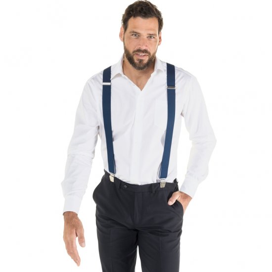 JP1880 Suspenders X-Shape Navy - Aksesuarai - 
