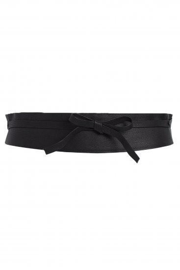 Ulla Popken Soft Leather Tie Belt Black - Moteriški diržai - 