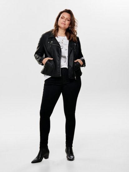 Only Carmakoma Emmy Biker Jacket Black - Odinės striukės - 