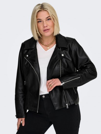 Only Carmakoma Emmy Biker Jacket Black - Odinės striukės - 