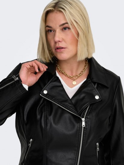 Only Carmakoma Emmy Biker Jacket Black - Odinės striukės - 