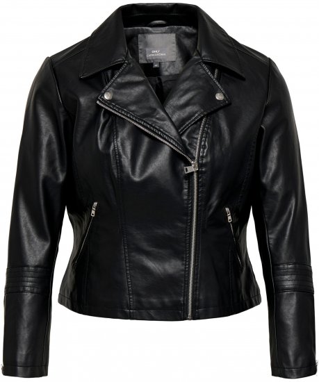 Only Carmakoma Emmy Biker Jacket Black - Odinės striukės - 