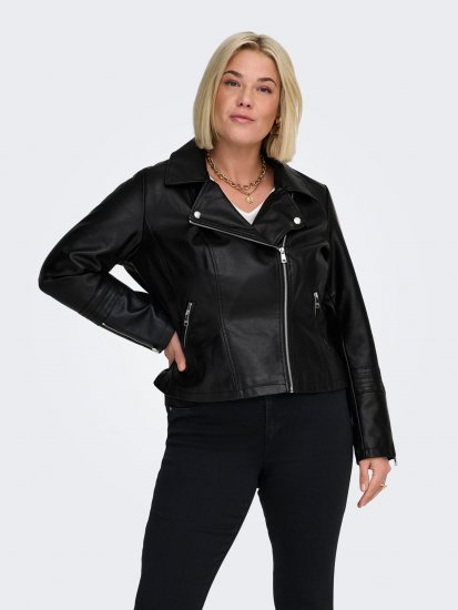Only Carmakoma Emmy Biker Jacket Black - Odinės striukės - 