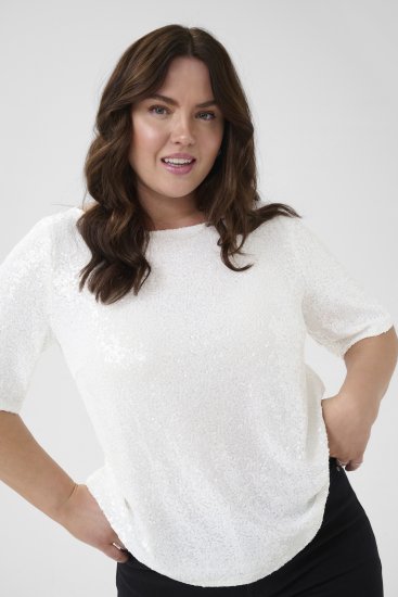 Kaffe Curve Mirana Sequin Blouse Chalk - Palaidinės - 