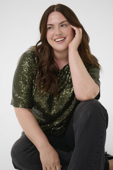 Kaffe Curve Mirana Sequin Blouse Ivy Green - Palaidinės - 