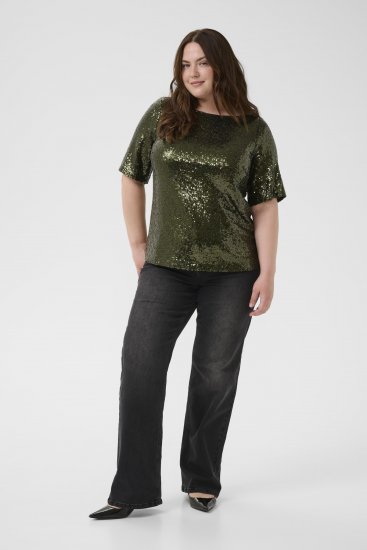 Kaffe Curve Mirana Sequin Blouse Ivy Green - Palaidinės - 