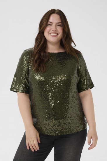 Kaffe Curve Mirana Sequin Blouse Ivy Green - Palaidinės - 