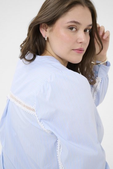 Kaffe Curve Juda Blouse Nantucket Breeze Stripe Blue - DRABUŽIAI MOTERIMS 40-66 - 