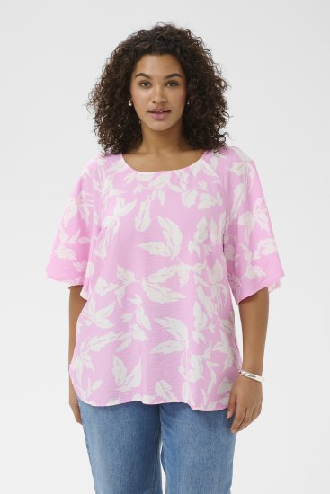 Kaffe Curve Marla Blouse Pink Frosting Chalk Leaf - Palaidinės - 