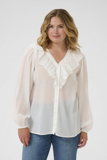 Kaffe Curve Lana Frill Blouse White - Palaidinės - 