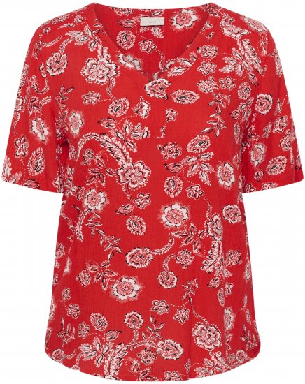 Kaffe Curve Ami Short Sleeve Blouse Printed Poppy Red - Palaidinės ir tunikos - 