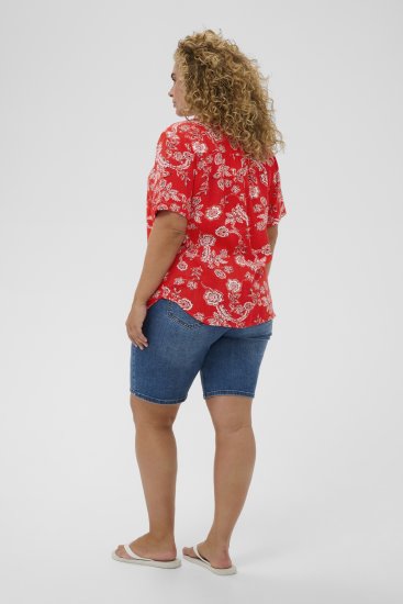 Kaffe Curve Ami Short Sleeve Blouse Printed Poppy Red - Palaidinės ir tunikos - 