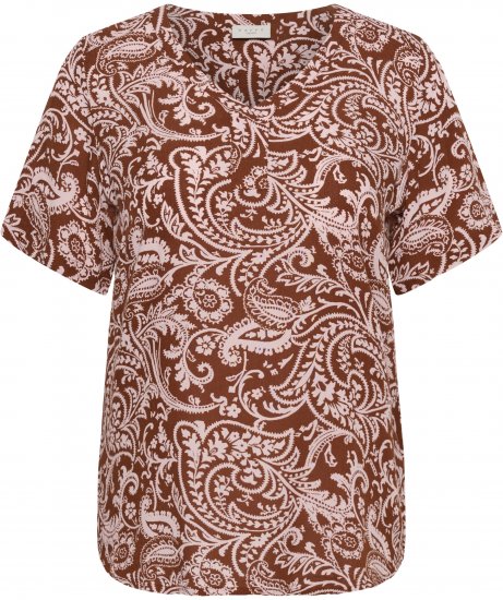 Kaffe Curve Ami Short Sleeve Blouse Printed Henna Brown - Palaidinės ir tunikos - 