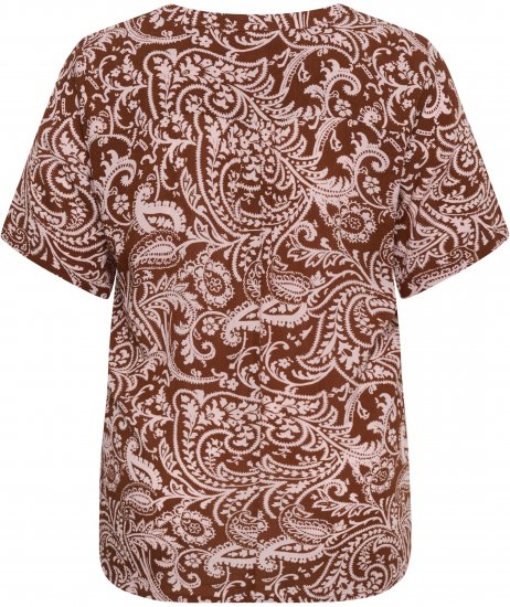 Kaffe Curve Ami Short Sleeve Blouse Printed Henna Brown - Palaidinės ir tunikos - 
