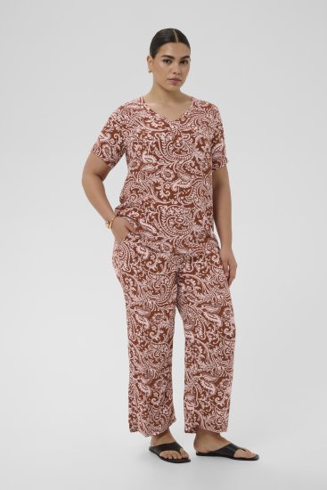 Kaffe Curve Ami Short Sleeve Blouse Printed Henna Brown - Palaidinės ir tunikos - 