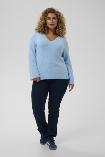 Kaffe Curve Jilanda V-Neck Pullover Blue - Megztiniai ir megzti drabužiai - 