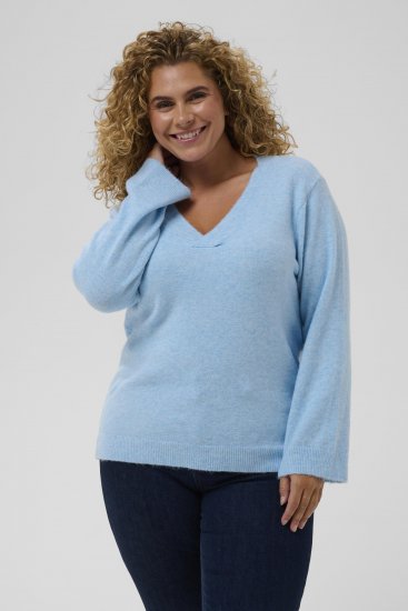 Kaffe Curve Jilanda V-Neck Pullover Blue - Megztiniai ir megzti drabužiai - 