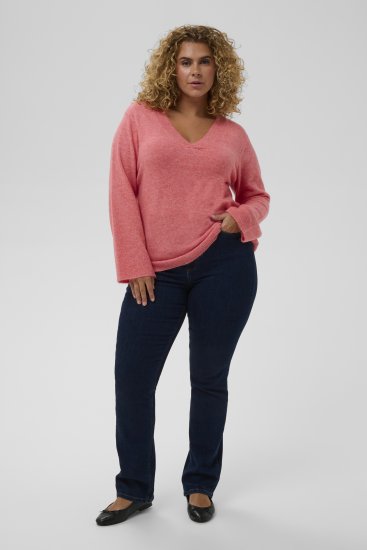 Kaffe Curve Jilanda V-Neck Pullover Red - Megztiniai ir megzti drabužiai - 