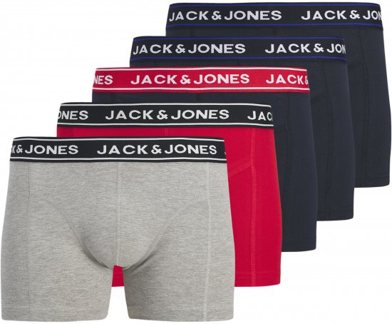 Jack & Jones Hector Solid Trunks 5-Pack Grey - Boxer šortai - Vyriški dideli boxer šortai